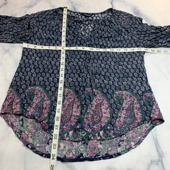 Lucky Brand Paisley Border Print Peasant Blouse - Picture 6 of 8